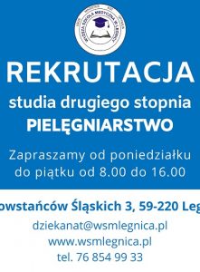 Wyższa Szkoła Medyczna w Legnicy: Rekrutacja na studia drugiego stopnia: Pielęgniarstwo